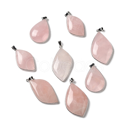 Natural Rose Quartz Pendants G-R486-03P-A-1