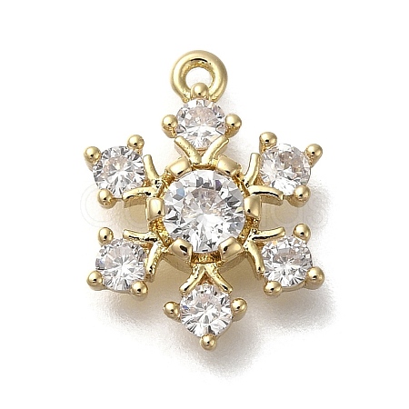 Rack Plating Brass Micro Pave Cubic Zirconia Pendants KK-M014-10A-G-1