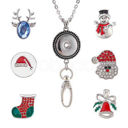 DIY Interchangeable Christmas Office Lanyard ID Badge Holder Necklace Making Kit DIY-SC0022-02-1