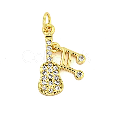 Rack Plating Brass Micro Pave Clear Cubic Zirconia Pendants KK-U021-06G-1