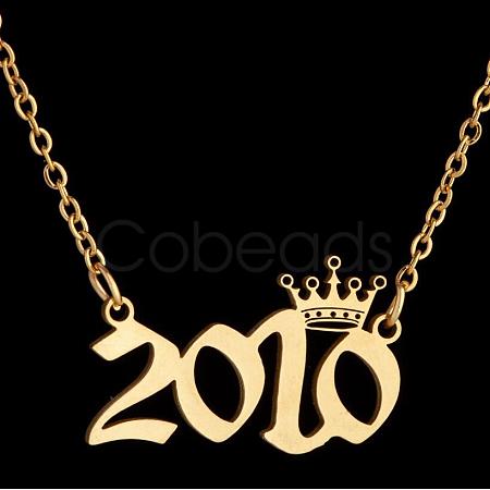 Crown Birth Year 201 Stainless Steel Pendant Necklaces for Women FS-WG4E8F2-31-1