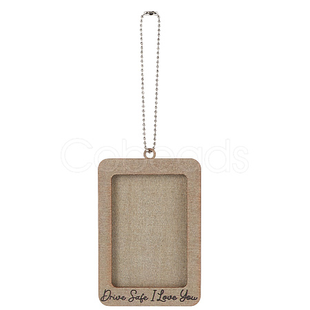 Rectangle with Word Drive Safely I Love You Wood Hanging Photo Frame HJEW-SP0001-19C-1
