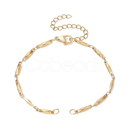 Ion Plating(IP) 304 Stainless Steel Faceted Bar Link Chain Bracelet Makings X-AJEW-JB01184-01-1