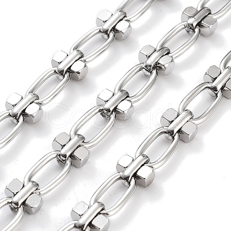 Tarnish Resistant 304 Stainless Steel Oval & Dumbbell Link Chain Unwelded X-STAS-B060-02P-1