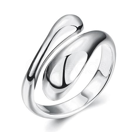 Real Platinum Plated Adjustable Brass Finger Rings for Women RJEW-BB07574-C-1