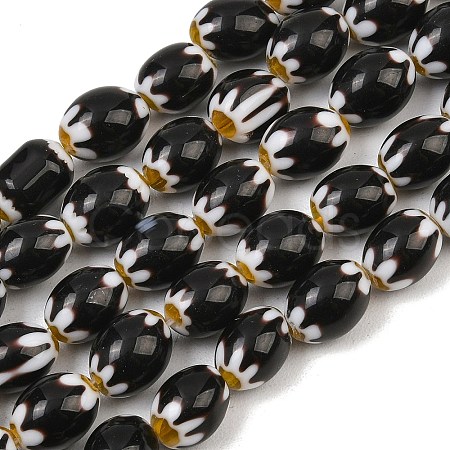 Handmade Millefiori Glass Oval Bead Strands LK-Z001-01A-04-1