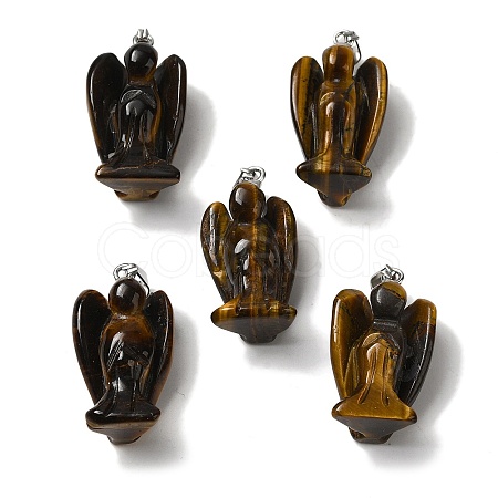 Natural Tiger Eye Pendants G-C095-03P-02-1
