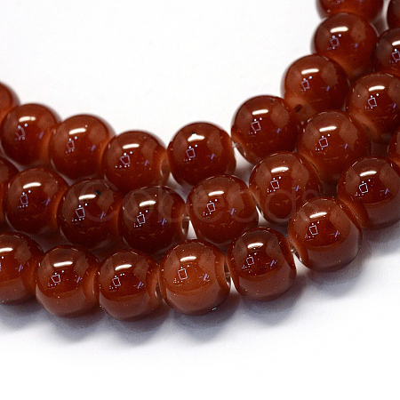 Baking Paint Imitation Jade Glass Round Bead Strands X-DGLA-Q021-8mm-11-1
