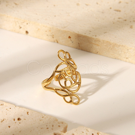 304 Stainless Steel Cuff Rings for Women CD9702-4-1