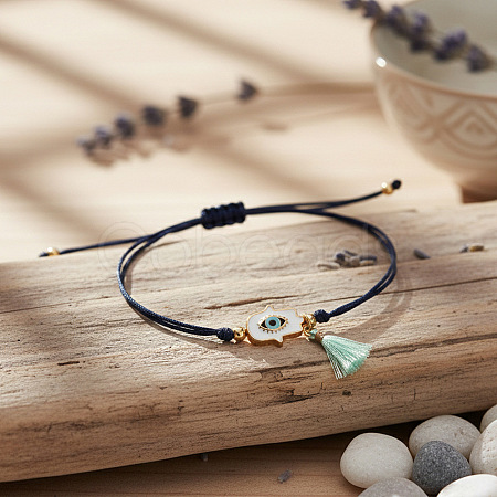 Hamsa Hand with Evil Eye Alloy Enamel Charm Bracelets LS-GS7845-2-1