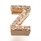 Golden Plated Brass Micro Pave Cubic Zirconia Slide Charms, Letter, Clear, Letter.Z, 7~7.5x1.5~6.5x3mm, Hole: 6x1mm