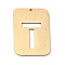 Ion Plating(IP) 304 Stainless Steel Pendants, Rectangle with Alphabet, Hollow, Letter.T, 32x22x1mm, Hole: 1.5mm