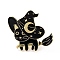 Witch Cat Enamel Pin, Cute Alloy Enamel Brooch for Backpacks Clothes, Light Gold, Black, 29.5x30x9.5mm