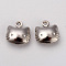 Tarnish Resistant 316 Surgical Stainless Steel Pendants, Cat Shape, Stainless Steel Color, 10x10x4mm, Hole: 1mm