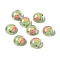 Transparent Flower Resin Cabochons, Half Round, Dark Sea Green, Flower Pattern, 24.5x9.5mm