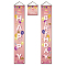 Polyester Hanging Sign for Home Office Front Door Porch Decorations, Rectangle & Square, Word Happy Birthday, Pink, 180x30cm and 30x30cm, 3pcs/set