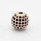 CZ Brass Micro Pave Grade AAA Black Color Cubic Zirconia Round Beads, Cadmium Free & Nickel Free & Lead Free, Rose Gold, 6mm, Hole: 1.5mm