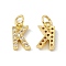 Real 18K Gold Plated Brass Micro Pave Clear Cubic Zirconia Charms, with Jump Ring, Letter.K, 11x6.5x2.5mm, Hole: 3.4mm