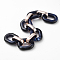 Imitation Gemstone Style Acrylic Handmade Cable Chains, with Rose Gold Plated CCB Plastic Linking Ring, Oval, Dark Blue, 39.37 inch(100cm), Link: 23.5x17.5x4.5mm and 18.5x11.5x4.5mm, 1m/strand