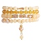 4Pcs 4 Style Natural Topaz Jade & Synthetic Citrine Stretch Bracelets Set with Glass Beaded, Gemstone Jewelry for Women, Inner Diameter: 2-1/8 inch(5.5cm), 1Pc/style