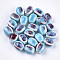 Handmade Porcelain Beads, Fancy Antique Glazed Porcelain, Oval, Light Sky Blue, 12~14x9~10.5x9~11mm, Hole: 2.5mm