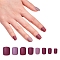 Nail Art Sets, with 24pcs Plastic Nail Tips, 24pcs Double Side Jelly Nail Glue , Coconut Brown, 14.5~23x7~14mm, about 24pcs/set