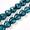 Millefiori Glass Beads Strands, Heart, Dark Turquoise, 11.5~12x12x6.5~7mm, Hole: 0.8mm, about 50pcs/strand, 22.05''(56cm)