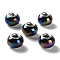 Opaque Brass Cores Acrylic European Beads, Round, Large Hole Bead, Silver, Black, 14x10mm, Hole: 5mm