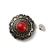 Alloy Decorative Rivets, with Synthetic Turquoise, DIY Accessaries, Flat Round with Flower, Red, 25x11mm, Hole: 2.5mm