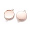 201 Stainless Steel Cabochon Connector Settings, Plain Edge Bezel Cups, Flat Round, Rose Gold, Tray: 18mm, 27x20x2mm, Hole: 2mm