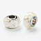 304 Stainless Steel Resin European Beads, with Shell and Enamel, Rondelle, Large Hole Beads, Beige, 12x8mm, Hole: 5mm