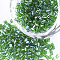 Grade A Glass Seed Beads, Hexagon(Two Cut), Transparent Colours Lustered, Sea Green, 1.5~2.5x1.5~2mm, Hole: 0.8mm, about 2100pcs/bag, 450g/bag