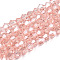 Transparent Electroplate Glass Beads Strands, Pearl Luster Plated, Faceted, Bicone, Pink, 2.9~3.3x2.5mm, Hole: 0.7mm, about 145~150pcs/strand, 41.5~42cm