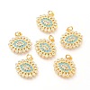 Brass Micro Pave Clear & Deep Sky Blue Cubic Zirconia Charms X-ZIRC-O036-13G-1
