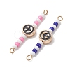 7Pcs 7 Colors Alloy Enamel & Glass Seed Beaded Connector Charms PALLOY-MZ01322-2