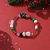 Christmas Tree & Snowman & Mushroom Stretch Bracelet BJEW-TA00257-2