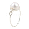 Natural Pearl Braided Bead Finger Ring RJEW-JR00586-02-1