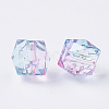 Two Tone Transparent Spray Painted Acrylic Bead X-ACRP-T005-26-2