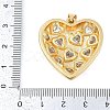 Rack Plating Heart Brass Micro Pave Clear Cubic Zirconia Pendants KK-P287-37G-3
