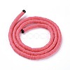 Flat Round Handmade Polymer Clay Bead Spacers CLAY-R067-4.0mm-25-2