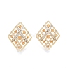 Brass Micro Pave Clear Cubic Zirconia Stud Earring Findings KK-T062-244G-2