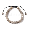 8mm Round Natural Maifanite Braided Bead Bracelets BJEW-C067-01B-06-2