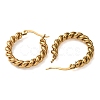 Iron Plating(IP) 304 Stainless Steel Twist Rope Hoop Earrings for Women Hand Polished X-EJEW-G298-07B-G-2