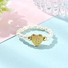 Natural Freshwater Pearl & 304 Stainless Steel Bead Finger Rings RJEW-FS00001-05-5
