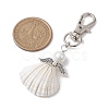 4Pcs 4 Styles Angel Alloy & Wire Wrapped Natural Shell Pendant Decorations HJEW-JM02017-4