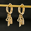 Brass Key with Lock Hoop Earrings SX3628-3