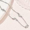 Brass Micro Pave Clear Cubic Zirconia Moon Star Link Chain Bracelets KK-CBA6980-28P-2