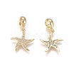 Brass Micro Pave Clear Cubic Zirconia European Dangle Charms LS-ZIRC-I036-22G-1