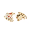 Christmas Brass Micro Pave Cubic Zirconia Enamel Charms KK-L255-19G-02-2