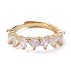 Clear Cubic Zirconia Heart Adjustable Ring RJEW-F124-05G-2